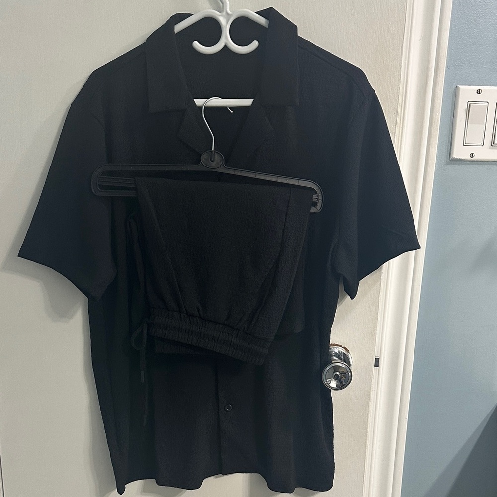 Black Short Sleeve Shirt and Short Set Medium